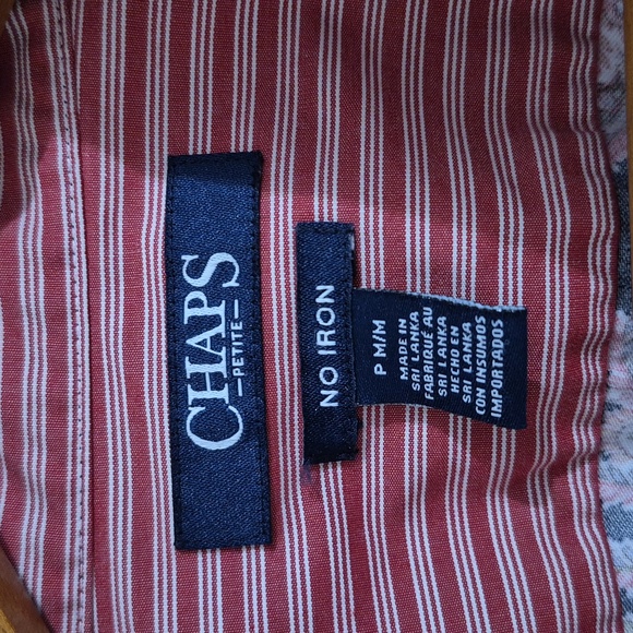 CHAPS shirt, floral, navy background, 100% Cotton, western, Med Petite - Picture 4 of 14